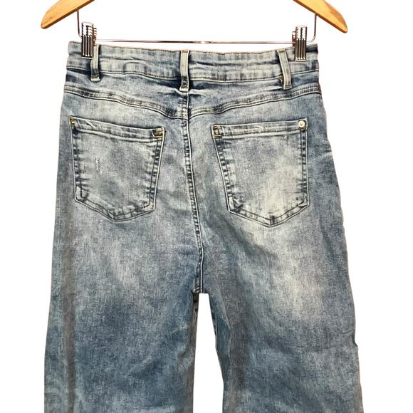 INC Denim International Blue Distressed High Rise‎ Straight Stretchy Jeans 10 - Picture 4 of 8